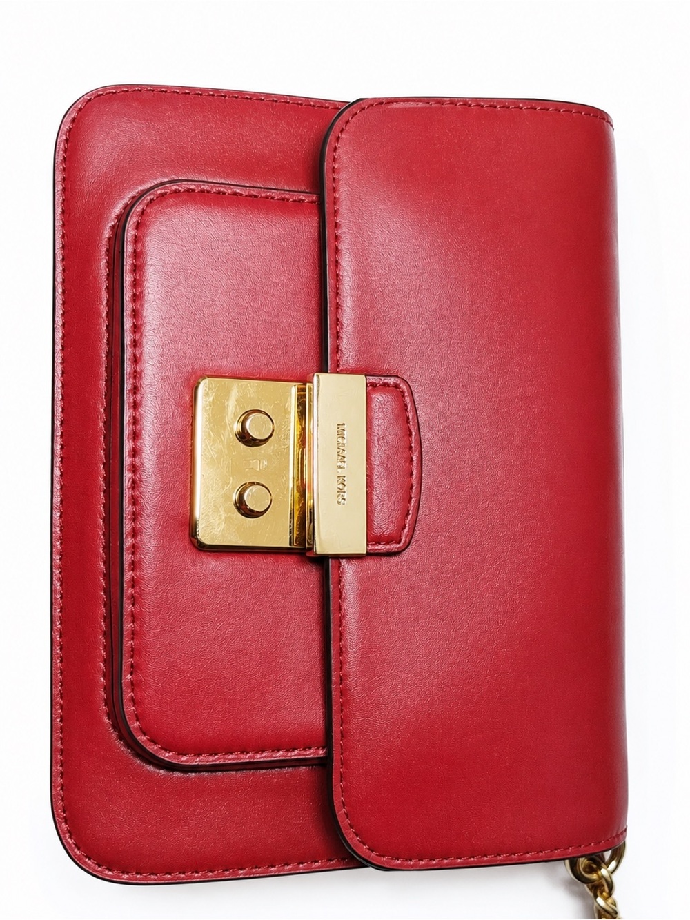 Michael Kors Red Leather Flap Crossbody Bag Gold Hardware | Retired
